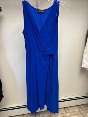 Perceptions Sleeveless Cobalt Wrap-Style Midi Dress